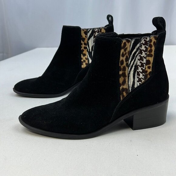 Crown Vintage Womens Black Pointed Toe Block Heel Pull-On Chelsea Boots Sz 8.5M - Picture 3 of 9